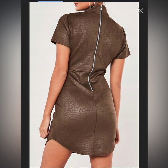 Misguided mini high neck brown dress - Picture 3 of 7